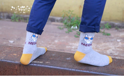 Men's 5 Packs Fun Crazy Animal Cotton Casual Crew Socks...