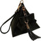 Women Triangle Leather Bow Tassel Charm Evening Wristlet Clutch Purse...