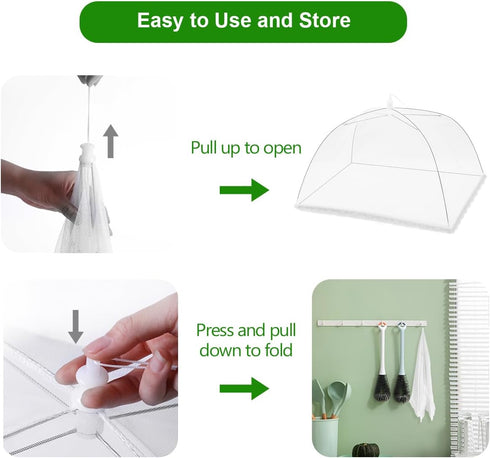 (6 Pack) Pop-Up Outside Picnic Mesh Food Covers Tent Umbrella for Outdoors and Camping Food Net Cover Keep out Flies Mosquitoes Ideal for Parties ...