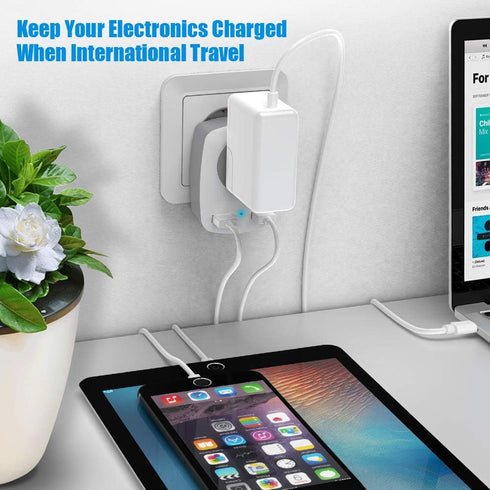UK Travel Adapter, US to UK/Ireland/Hong Kong Plug Adapter with 2 USB and 1 Electrical Outlet, America to Europe Irish British England Scotland Tr...