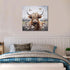 Enartly Bathroom Wall Art Highland Cow Painting Rustic Farmhouse Picture Animal Canvas Print, Nature Flower Landscape Abstract Artwork Framed for ...