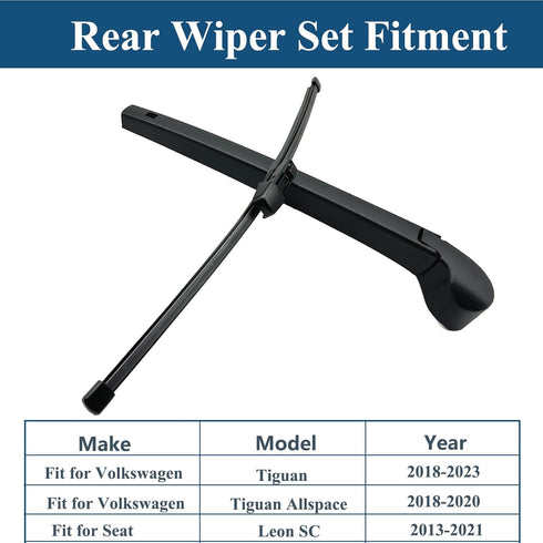 Rear Windshield Wiper Blade Arm Set, Replacement for Volkswagen Tiguan 2018-2023 Back Glass Wiper Arm and Wiper Blade, All Seasons Fit, Replacemen...
