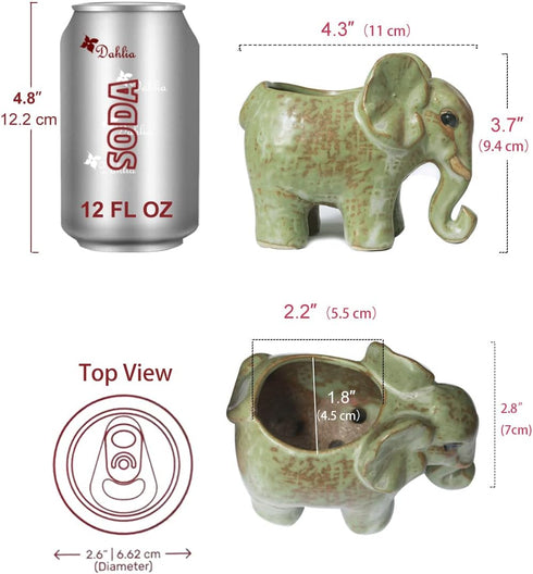Dahlia Cute Elephant Handmade Ceramic Succulent Planter/Plant Pot/Flower Pot, Son...