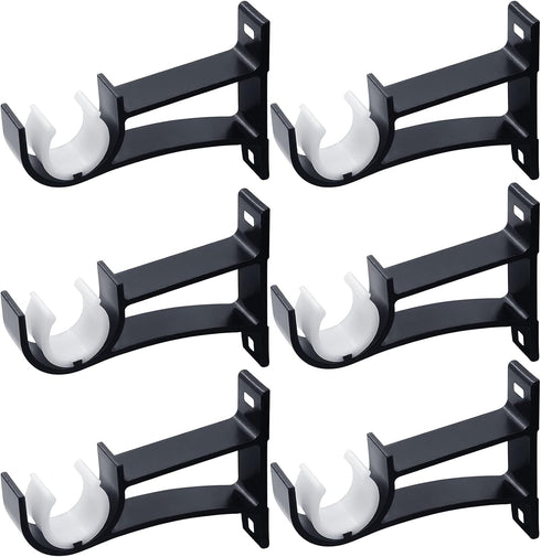 6 Pack Curtain Rod Bracket, Heavy Duty Curtain Rod Holders Curtain Rod Hooks, Curtain Rod Brackets for Wall Drapery Rod Hangers Supports for 1 Inc...