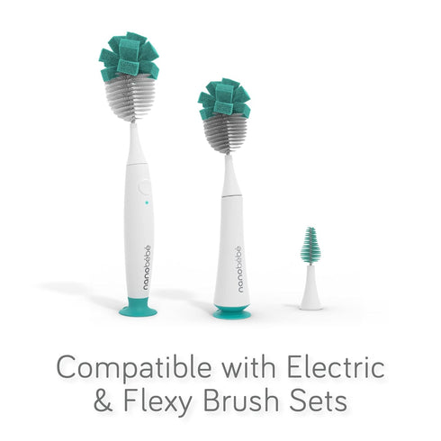Nanobebe Baby Bottle Cleaner Replacement Heads - for E-Brush Electric Rechargeable Bottle Cleaning Brush and Flexy Brush in Gift Sets, for Baby Ac...