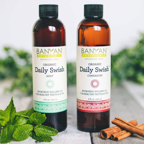 Banyan Botanicals Daily Swish Mint – Organic Ayurvedic Oil Pulling Mouthwash with Coconut Oil – for Oral Health, Teeth, & Gums* – 8oz – Non GMO Su...