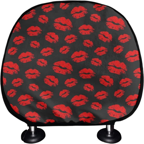 Women Red Kiss Lips Auto Seat Headrest Covers,Car Truck SUV Van Head Rest Covers Universal Fit- Set of 2 Driver & Passanger,Washable...