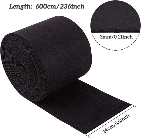 BENECREAT 19.7FTx5.5" Felt Fabric Craft Felt Fabric Roll Black Nonwoven Felt Roll for DIY Craft Patchwork Sewing, 3mm Thick...