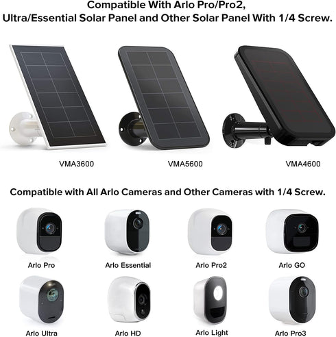 2Pack Gutter Mount Compatible with Arlo Essential Solar Panel, Arlo Pro/Arlo Pro2/Arlo Ultra/Pro3 Solar Panel, Perfect Angle to Get Adequate Sunli...