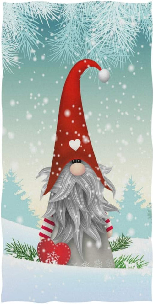 Naanle Cartoon Christmas Traditional Gnome Scandinavian Snowflake Highly Absorbent Soft Large Decorative Guest Hand Towel for Bathroom, Hotel, Gym...