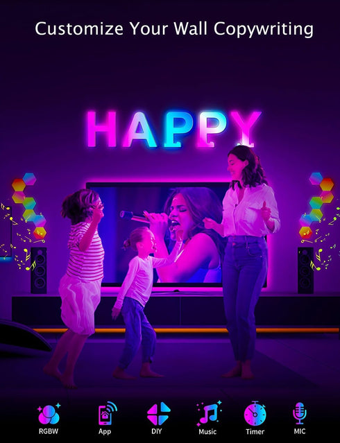 Table Lamp RGB Letter Lights -26 alphabet Smart APP with 128+ Scenes DIY Mode Music Sync Bedside Table Lamp for Livingroom Nightstand Office Readi...