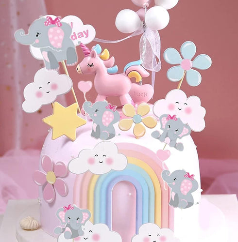 48pcs Pink Elephant Cupcake Toppers, Double Sided It's A Girl Picks, Cake Decorations for Elephant Theme Birthday Baby Shower Little Peanut Party ...