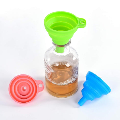 Kitchen Silicone Collapsible Funnel Set of 3,Small and Large,Flexible-Foldable-Cooking-Food-Grade Funnels for Filling Small or Mini Bottles,Perfum...