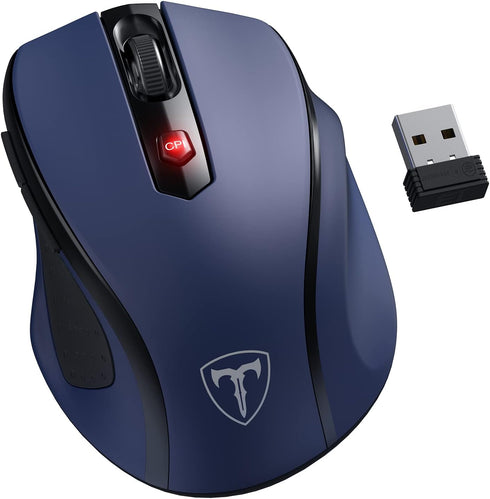 Wireless Mouse, D-09 Computer Mouse USB Cordless Mice for Laptop, Ergo Grips, Lightspeed 5-Level 2400 DPI, 16 Months Battery, Portable for PC Mac ...