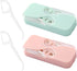 Dental Floss Portable Case Dental Floss Dispenser Automatic Dental Floss Picks Cases for Teeth Cleaning,Specialized Floss (Pink+Green+50pcs Floss)...