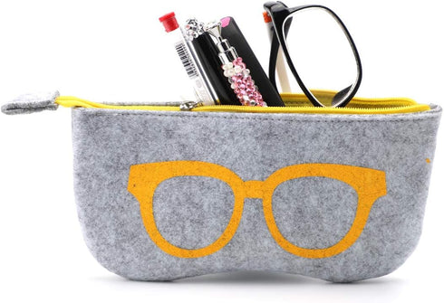 Soleebee 4 Pack Portable Eyeglasses Bag Case Soft Felt Zipper Glasses Purse Bag Makeup Storage Pouch...