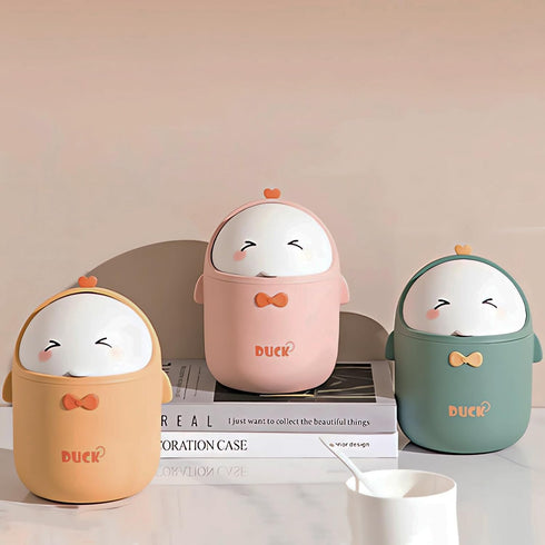 Cute Desktop Trash Can Wastebasket with 90 Trash Bags, Creative Mini Countertop Garbage Can with Lid, Small Plastic Storage Bin for Home Kitchen D...
