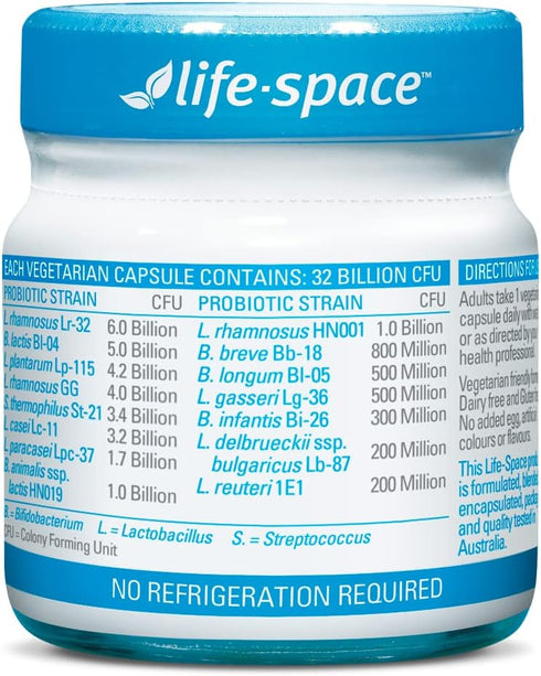 Life-Space Probiotic Supplements – Premium Broad Spectrum Probiotics for Women, Men and Adults – Shelf-Stable 32 Billion CFU & 15 Strains Probioti...