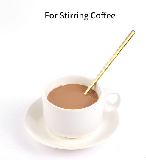 4 PCS 6.7 Inches Coffee/ Tea Spoons Long Handle, Gold, Ice Tea, Espresso Stainless Steel Long Spoons for Stirring...