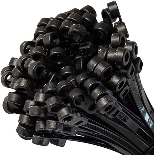 GTSE 100 Pack Of Black Screw Mount Head Zip Ties, 4" x 0.1", Zip Ties With Screw Hole...
