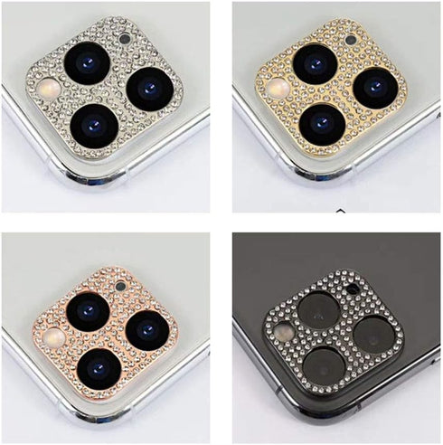 Omorro for iPhone 12 Pro Max Bling Lens Protector, Camera Cover 3D Glitter Crystal Diamond Rhinestone Shining Dots Metal Protective Decoration Sti...