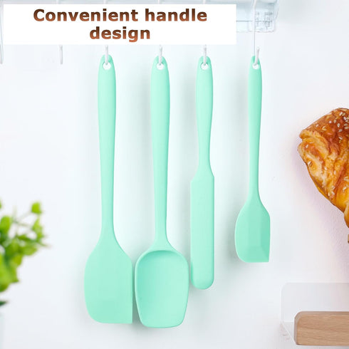 Silicone Spatula, Food Grade Silicone, 600°F High Heat Resistant Kitchen Green Spoon Spatulas Set for Cooking Baking Mixing and Dishwasher Safe...