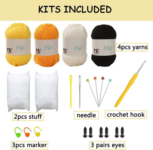 YWQZBHEMO 3 Pattern Crochet Kits - Crochet 3 Different Patterns Sets for Beginners/Experts - Rabbit, Chicken, Bee for Adult Starters, Kids, includ...