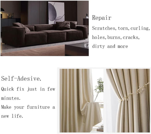 Linen Fabric Patches Tape Self Adhesive 17.7x78.7 inch, Durable Fabric Couch Repair Kits for Upholstery, Furniture, Sofa, Car Seats, Office Chair,...