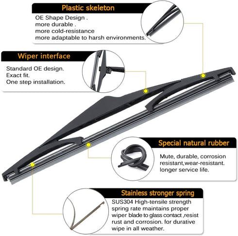 AUTOBOO Replacement for Hyundai Tucson 2010-2015 Rear Windshield Wiper Arm Blade Set -OE 988503W000, 98811-1H000...