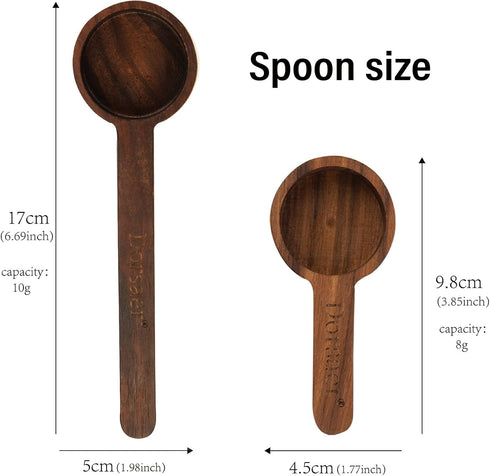 Wood Scoop for Canister - Measuring Spoon for Coffee Beans, Ground Coffee, Protein Powder, Spices, Tea and Bath Salt Scoop (Long)...
