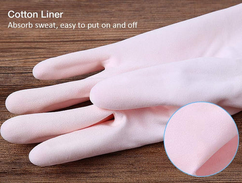 Alimat PluS 3 Pack Reusable Cleaning Gloves Latex Free, Dishwashing Gloves with Cotton Flock Liner and Embossed Palm, Waterproof Household Gloves ...