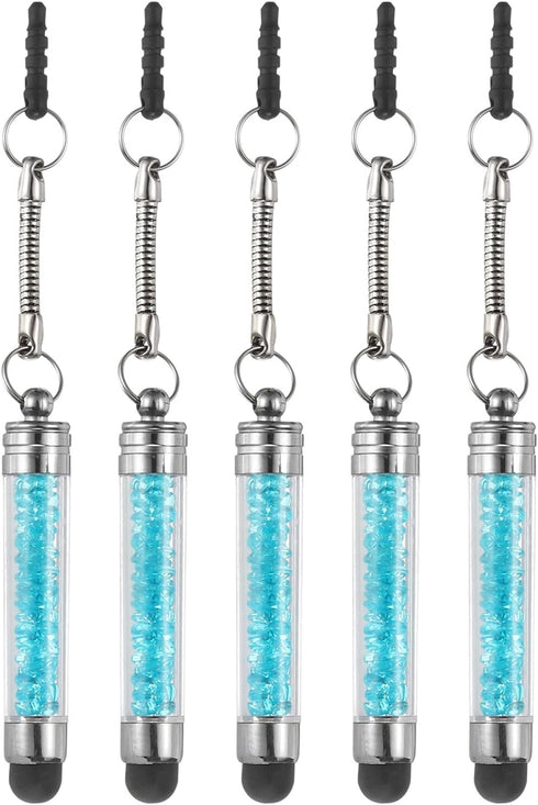 MECCANIXITY 5pcs Stylus Pen for Touch Screens Mini Crystal Diamond Capacitive Pens for Universal All Touchscreen Devices, Light Blue......