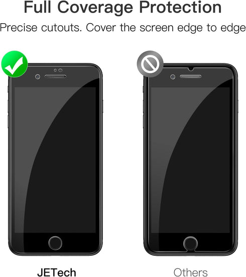 JETech Full Coverage Screen Protector for iPhone SE 3 (2022)/SE 2 (2020)/8/7 4.7-Inch, Black Edge Tempered Glass Film with Easy Installation Tool,...
