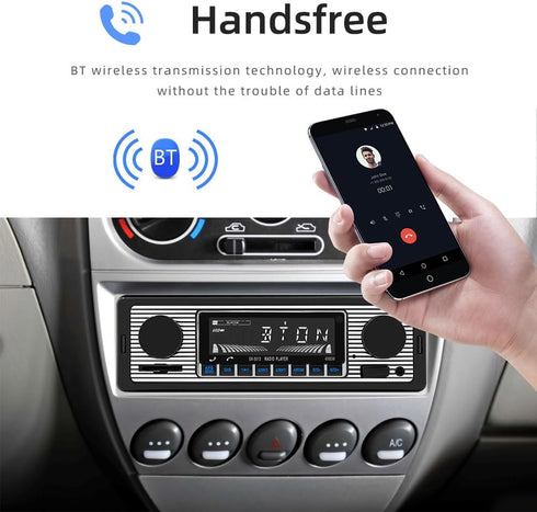 Single Din Car Radio Classic FM Radio,Bluetooth Car Stereo,Hands Free Calling, Aux-in,USB Playback,SD,Car MP3,Push to Talk Assistant,Digital Media...