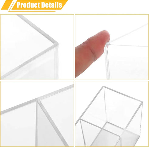 Cerpourt Clear Makeup Brush Organizer,Acrylic Cosmetic Brushes Storage Holder with 3 Slots,Pencil Pen Holder for Desk,Desk Organizer and Accessori...