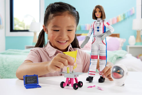 Barbie Careers Playset, 65th Anniversary Astronaut Set with Brunette Doll & 10 Accessories Including Rolling Rover & Space Helmet with Flipping Sh...