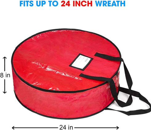 ProPik Christmas Wreath Storage Bag 24" - Garland Holiday Container with Tear Resistant Material - Featuring Heavy Duty Handles and Transparent Ca...