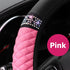 Bling Leather Steering Wheel Cover, Colorful Rhinestones Elastic Steering Wheel Protector, PU Soft Leather with Crystal Diamond, Sparkling Car Acc...