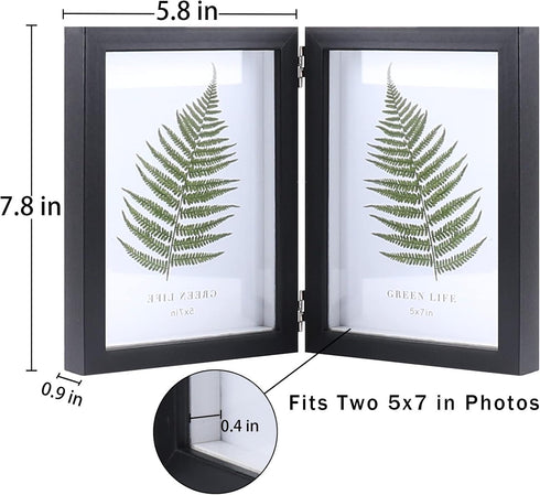 AVEAX Double 5x7 Picture Frame Black Wood Photo Frame Shadow Box Frame...