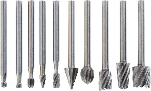 10pcs/set DIY Tree Root Carving 3mm Shank High Speed Steel Carpentry Handmade Electric Grinding Head Engraving Milling Cutter Rotary Burr Bit Set...
