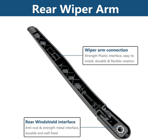 Windshield Wiper Arm & Wiper Blade Set for Ford Escape 2013-2024,Explorer 2011-2024 and 2016-2019 Lincon MKX Rear Window Back Wiper Arm Blade Repl...