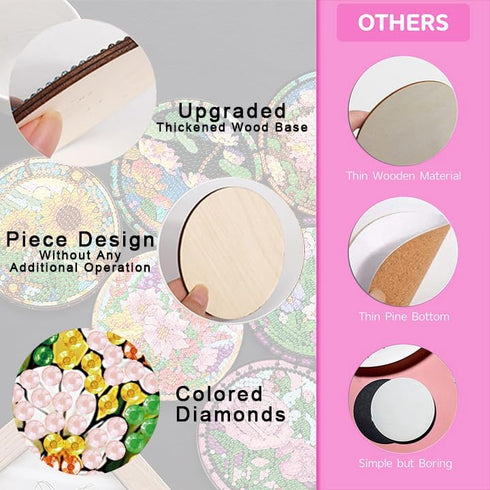 8 PCS Diamond Art Coasters-Flower Diamond Painting Coasters Kits with Holder,DIY Flowers Coasters Kit for Beginners Adults Art Craft Supplies Gift...