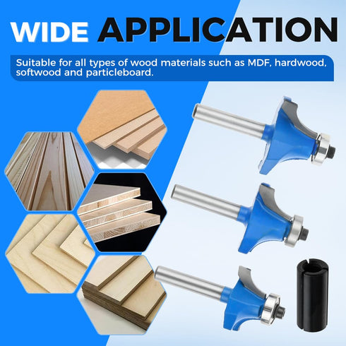 Yetaha 7Pcs 1/4 Inch Shank Roundover Edging Router Bit Set, Carbide Corner Rounding Edge Forming Router Bit, Woodworking Milling Tools, 1/8", 5/32...