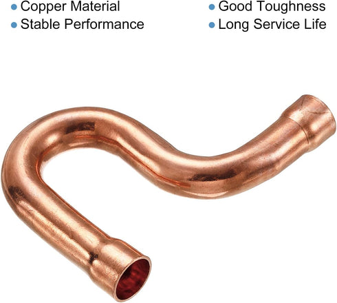 MECCANIXITY Copper P-Trap Pressure Pipe Fitting Welding Tubing Sweat Ends Plumbing Supply 12.7mm(1/2") OD for HVAC Air Conditioning Refrigeration...
