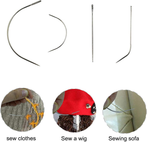 35 pcs J I C Curved Needles Hand Sewing Needles Hair Weave Needles for Wig Making, Carpet Leather, Canvas Repairing, Modelling and Crafts Sofa Clo...