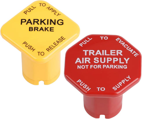 298818N Yellow Semi Truck Parking Brake Knobs and 298817N Red Tractor Trailer Air Brake Knob Set...