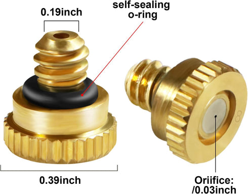 Brass Misting Nozzles for Garden Cooling System 0.03" (0.8 mm) 10/24 UNC (22 PCS) (0.03'')...