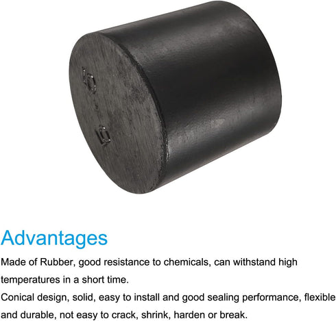 MECCANIXITY Rubber Tapered Plug 24mm to 28mm Solid Test Tubes Bungs Stopper Black for Lab Home 5 Pieces...