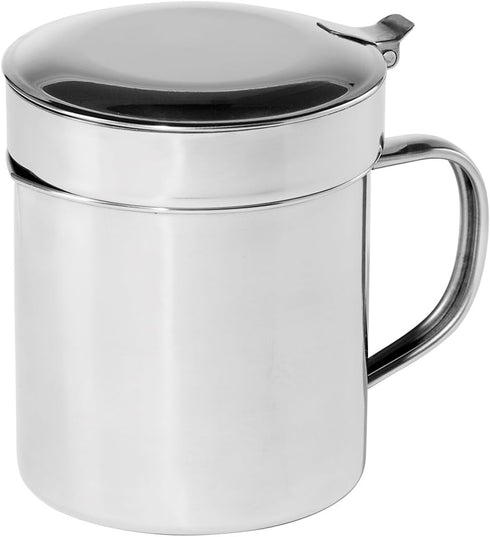 OGGI Stainless Steel Grease Container with Handle, Removable Strainer and Flip Top Lid. Perfect container for fryer oil, bacon drippings, lard and...