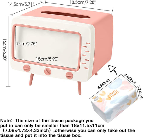 SGVAHY Tissue Box Holder Retro TV Tissue Box Cover Cute and Practical Cell Phone Holder Tampon Holder for Bathroom Kitchen Bedroom Dressers Desks ...